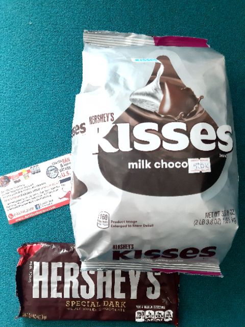 hsd:8.2021.SOCOLA SỮA NỤ HÔN HERSHEY'S KISSES, MILK CHOCOLATE CANDY 1470gram gram TỪ MỸ