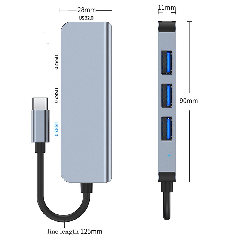 Bộ Chia Cổng USB Type C 4 Trong 1 Với Đầu Đọc Type-C Cho Macbook Pro Air 13 inch M2 M1 Pro 15 16