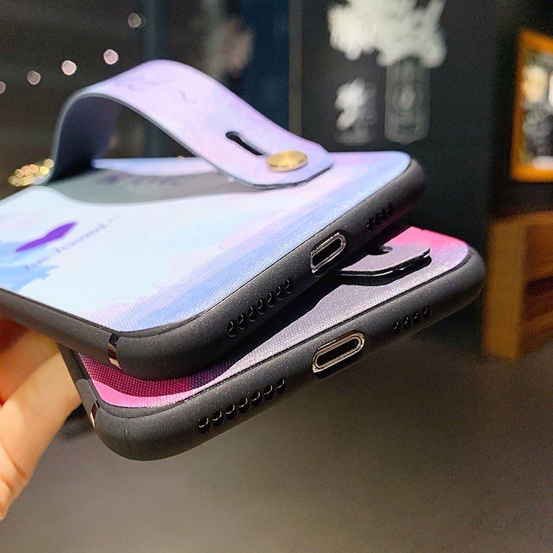 Ốp Điện Thoại Họa Tiết Trái Tim Dập Nổi Màu Nước Kèm Dây Đeo Cổ Tay Cho Iphone 12 Pro Max 11pro 7 8 Plus 12mini X Xr Xs Max 11 Pro Max