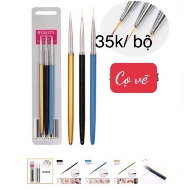 Cọ làm omber đầu tròn cán gỗ, nước làm sáng đá phụ kiện làm nail