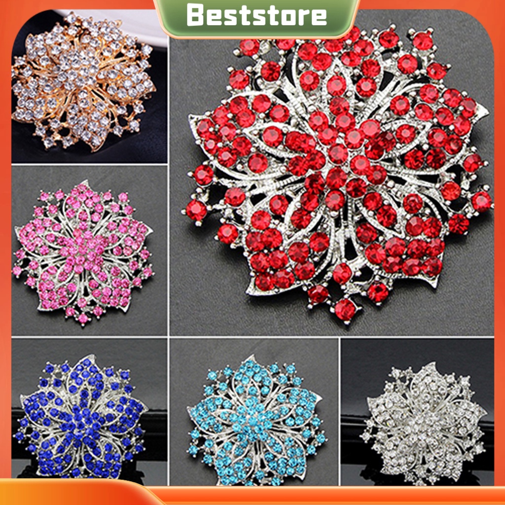 Ghim Cài Áo Mạ Bạc Hình Hoa Đính Đá Sang Trọng Bsm1