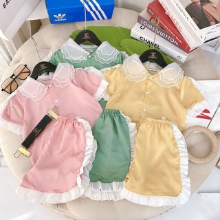 Bộ ngủ ,pirama lụa cộc tay cho bé
