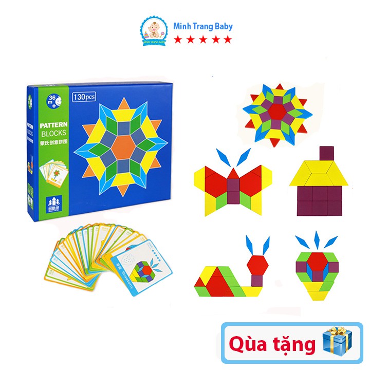 Đồ Chơi Xếp Hình Tangram 130 Chi Tiết Bằng Gỗ Cho Bé