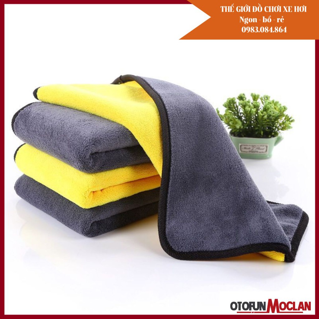 (đủ size) Khăn Lau Đa Năng Microfiber 2 Mặt Vàng - Xám Siêu Thấm Cực Dày Không Đổ Lông Chuyên Dụng Cho Ô Tô Xe Hơi