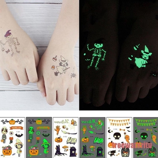 Hình xăm dán trang trí tạm thời hình Halloween dạ quang độc đáo