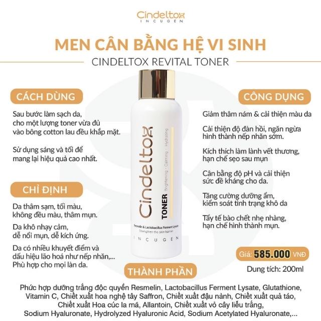 Toner cân bằng da Cindeltox Revital Toner 200ml phục hồi trạng thái cân bằng cho da