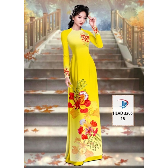 Vải may áo dài in 3D Hoa Phượng lụa cao cấp.Có clip vải thật