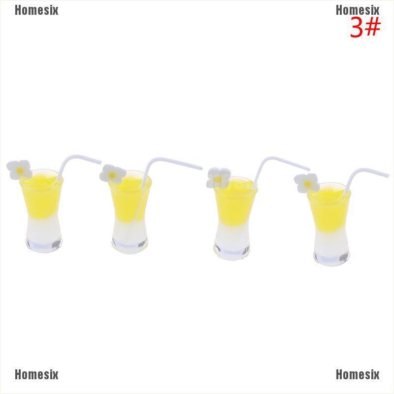 [HoMSI] 4Pcs 1/12 Dollhouse Miniature Cocktail Cup Drink Glass Toy Doll House Decoration SUU