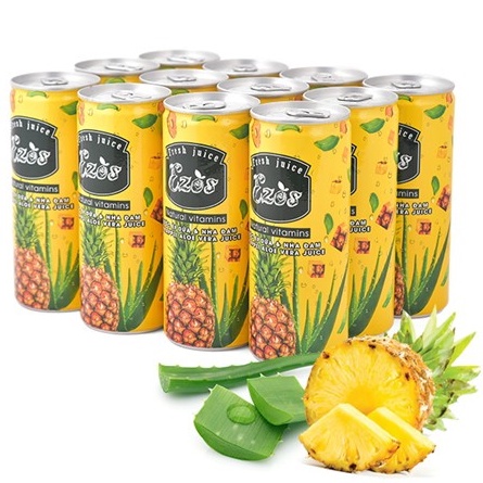 Nước Ép Dứa Nha Đam Ezos Lốc 12 Lon x 240ml