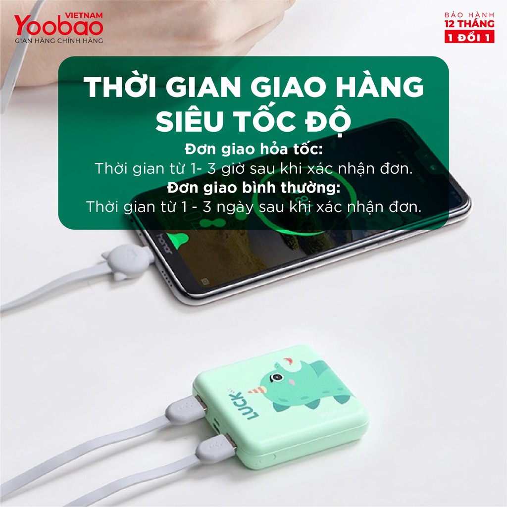 Sạc dự phòng mini dễ thương 10000mAh Yoobao M4 mini - Sạc đồng thời 2 cổng - Bảo hành 12 tháng