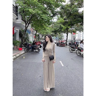Sét bộ áo ôm tay dài rút 1 bên eo thun gân loại đẹp