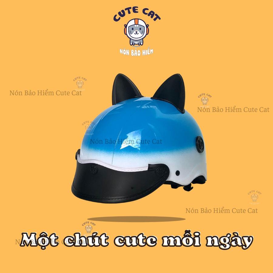 Nón Bảo Hiểm Nửa Đầu Kèm Tai Mèo Có Nhiều Màu Lựa Chọn Siêu Dễ Thương Chất Liệu Nhựa ABS Gọn Nhẹ CUTE CAT