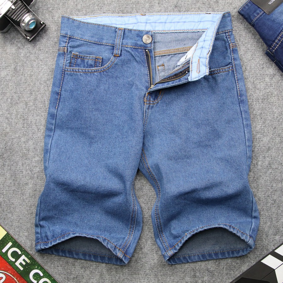 Combo 3 quần shorts jeans nam vải dày 3 màu xanh nhạt, xanh đậm, xanh đen