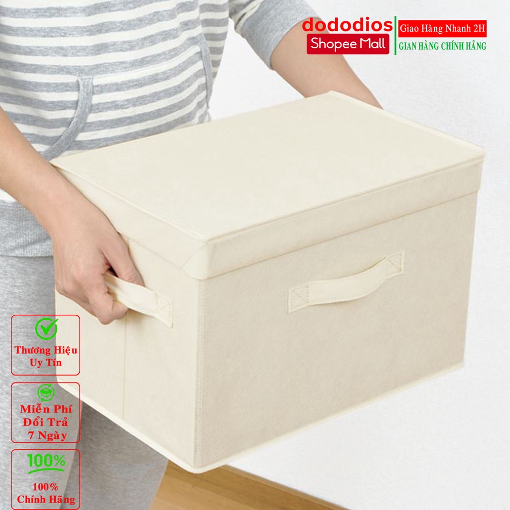 Hộp vải đựng đồ đa năng TD1 có nắp liền, gấp gọn kích thước 38x25x25cm dododios