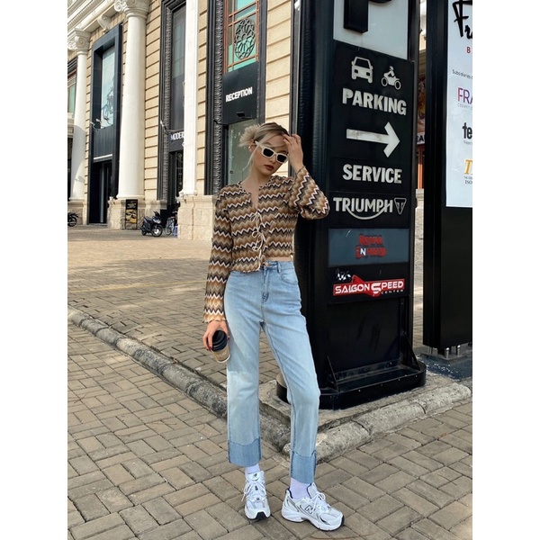 Áo khoác len cardigan xếp ly sọc MIEU- JJ14