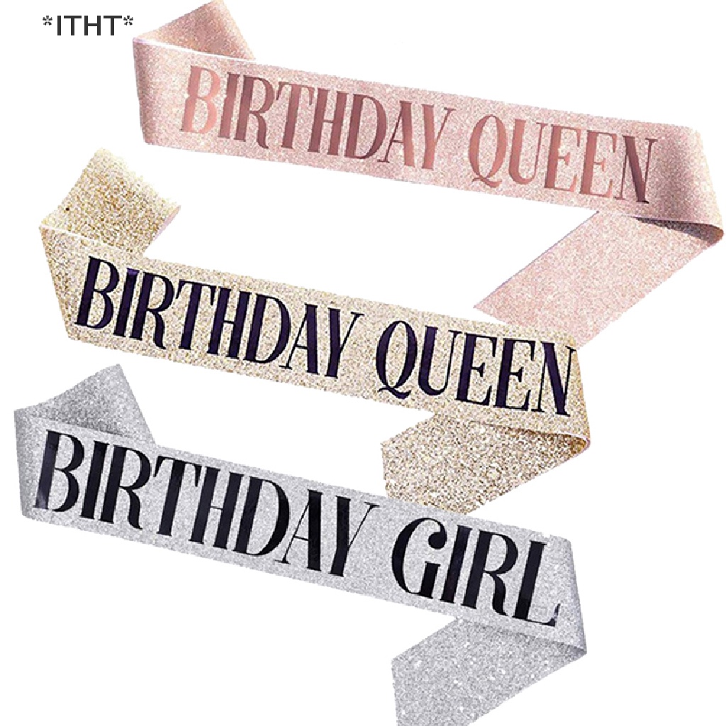 Băng Đeo Chéo Vải Satin In Chữ &quot;Queen / Girl&quot; Và 21 Món Quà Sinh Nhật