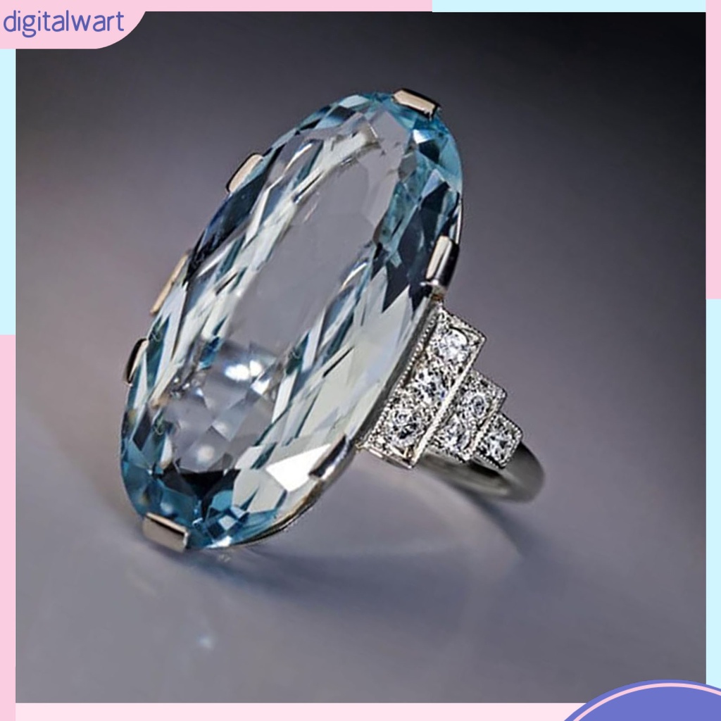 Nhẫn hợp kim mặt đá hình oval trong suốt nhẹ nhàng