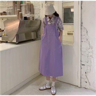 [SẴN TÍM][SALE] Váy Yếm Dài Ulzzang Hàn Quốc Màu Tím/Xanh Cute