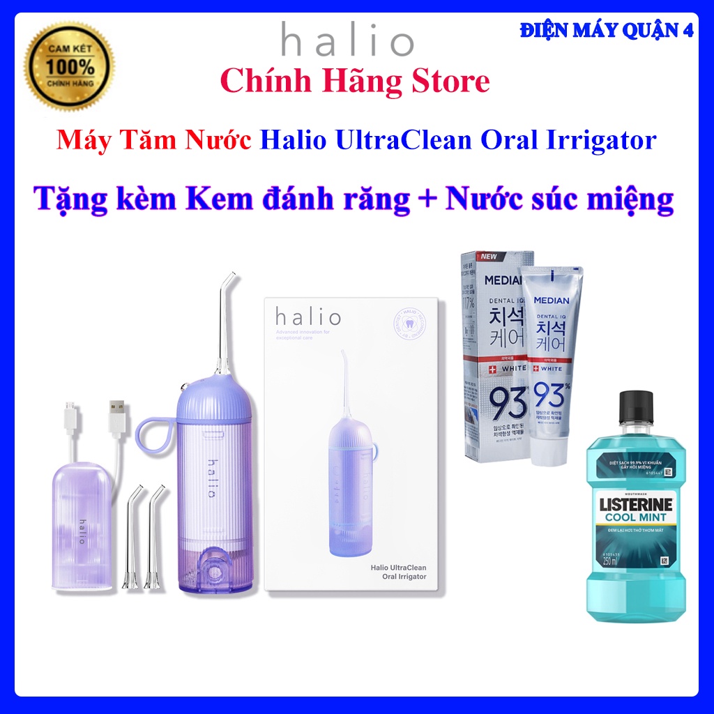 Máy Tăm Nước Cầm Tay Halio UltraClean Oral Irrigator -Tặng kem đánh răng và nước súc miệng