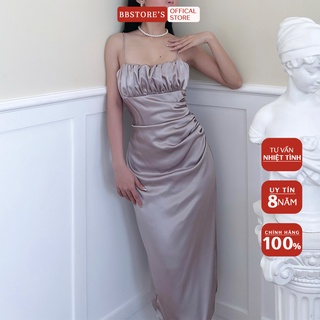 BBSTORE'S Đầm Hai Dây Dự Tiệc Phi Lụa Xếp Ly Ngực  - TK134
