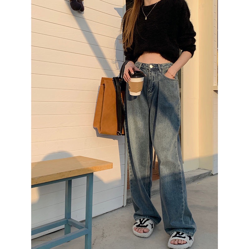 COZOK Quần Jeans Lưng Cao Phong Cách Hàn Quốc Thời Trang Cho Nữ