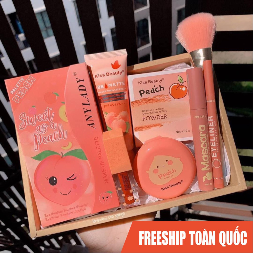 Bộ trang điểm 7 món peach kissbeauty chuẩn thái