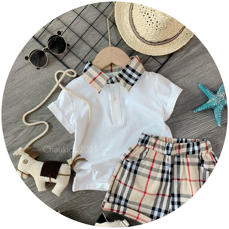 Bộ kẻ Burberry cho bé trai