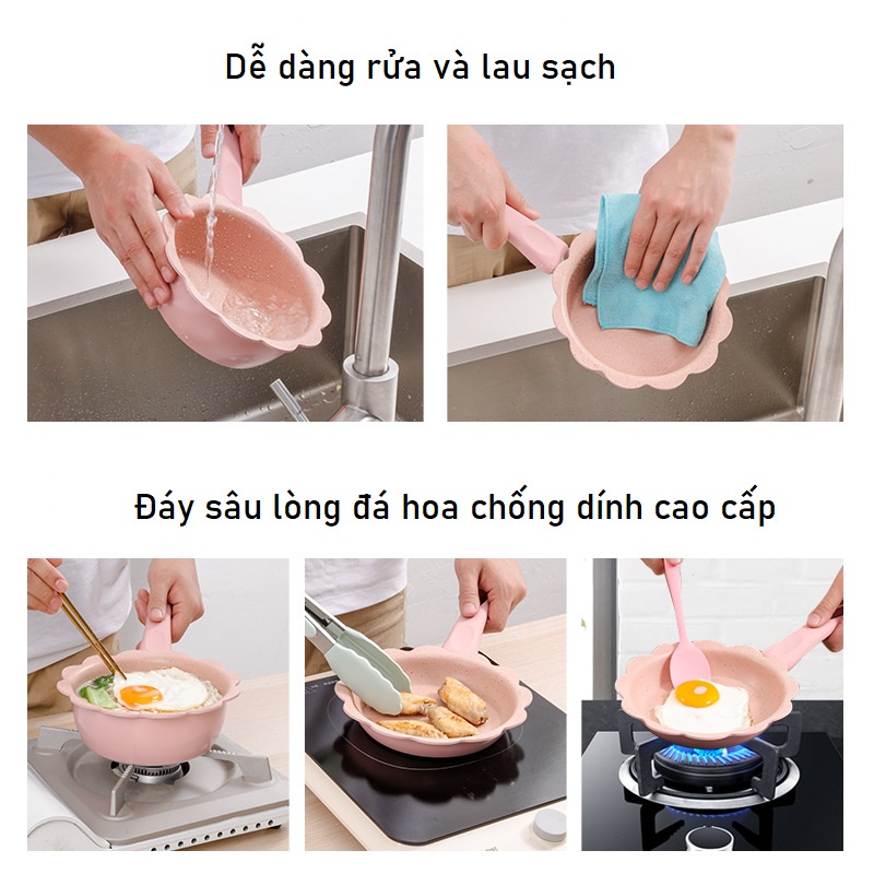 Bộ Nồi Chảo Ăn Dặm Cho Bé Chống Dính 16cm, Set Nồi Chảo Nấu Đồ Ăn Dặm Cho Bé Kèm Xửng Hấp Tặng Kèm Muỗng