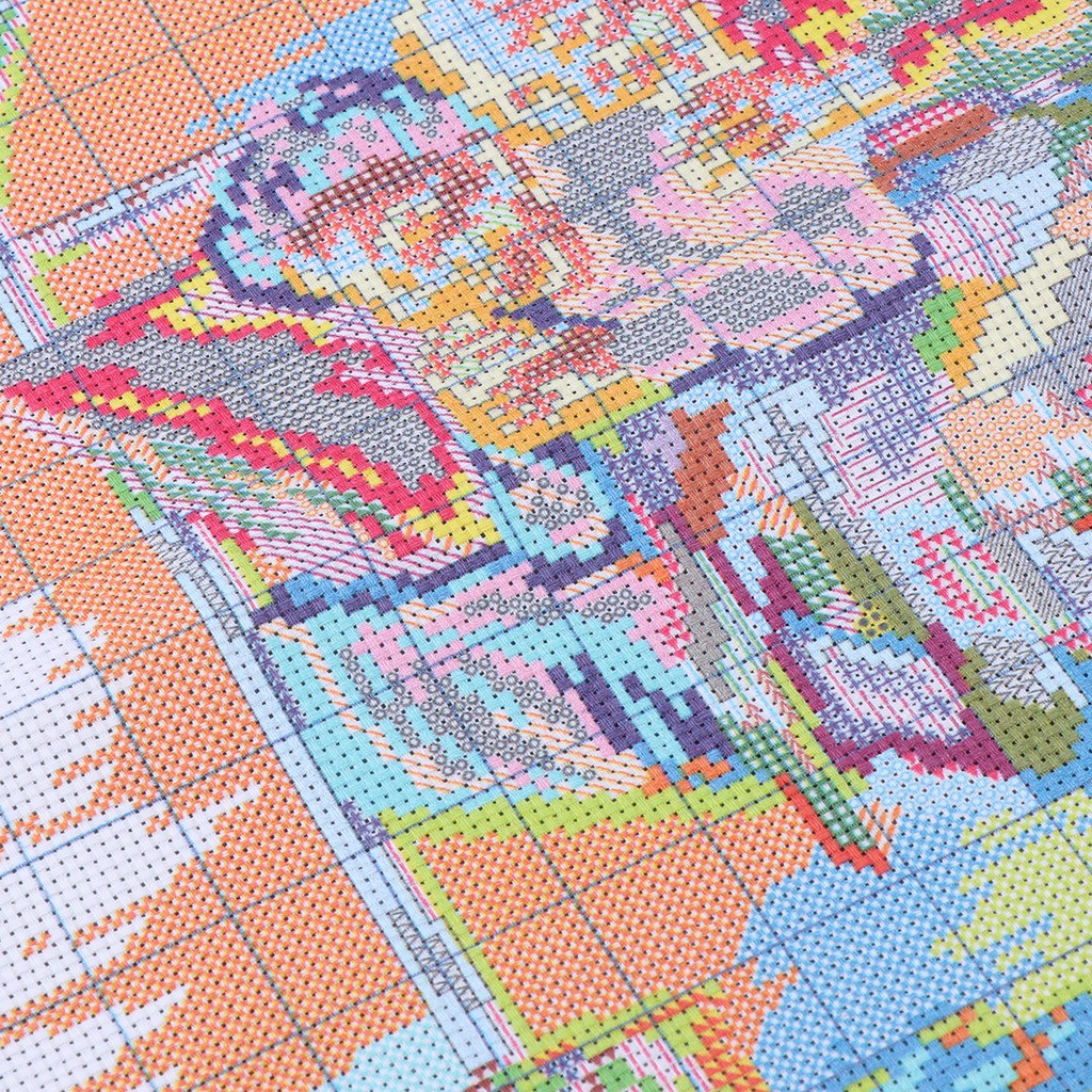 Bộ 2 Tranh Thêu Chữ Thập Hình Cặp Đôi Lãng Mạn Đếm 44x36cm