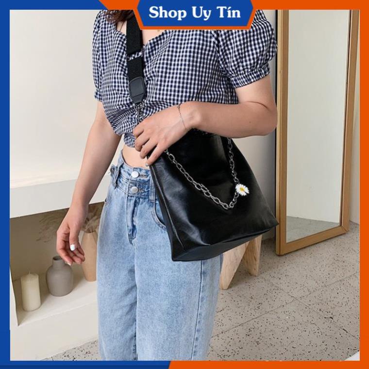 Túi xách nữ vừa sách vở túi tote da hoa cúc công sở vừa A4 đi hoc đi làm hàng đẹp ACB01
