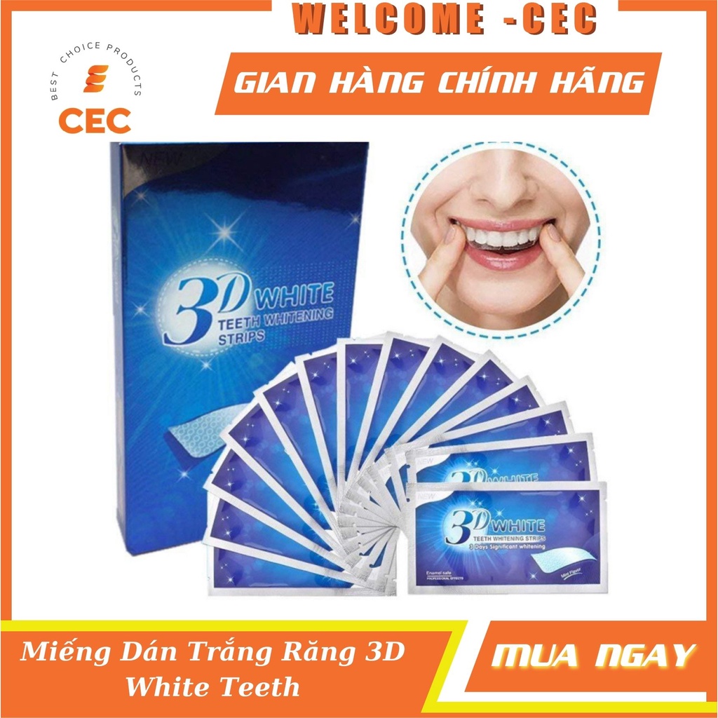 Miếng Dán Trắng Răng 3D White Teeth - Full Hộp 7 gói 14 miếng Tiện Dụng Chất Lượng Cao [CEC Store]