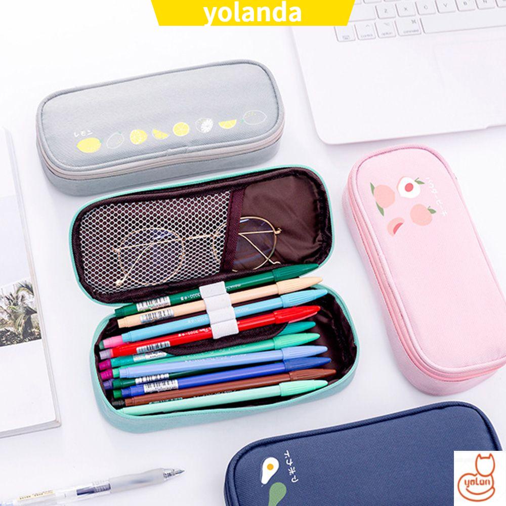 Túi đựng bút bằng vải oxford sức chứa lớn in họa tiết trái cây tùy chọn thiết kế sáng tạo