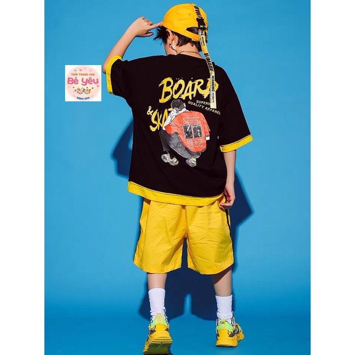 BỘ BÉ TRAI hiphop cộc tay thun cotton cho bé 25-52kg- quần áo trẻ em