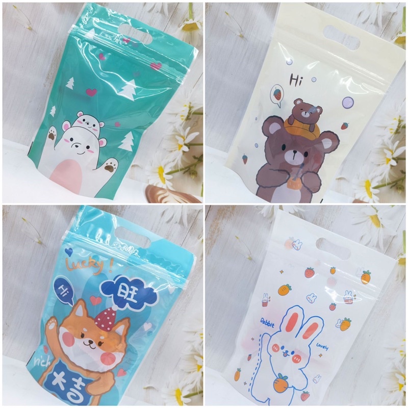 set 50 túi zip 16x23cm thỏ gấu đựng bánh kẹo