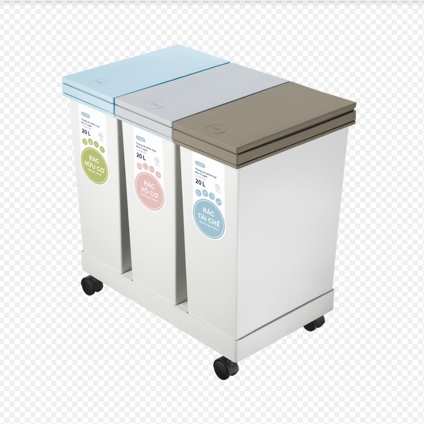 [FREESHIP] Thùng rác phân loại 3 ngăn Hiro cao cấp thích hợp làm thùng rác công ty, khách sạn... chính hãng Inochi
