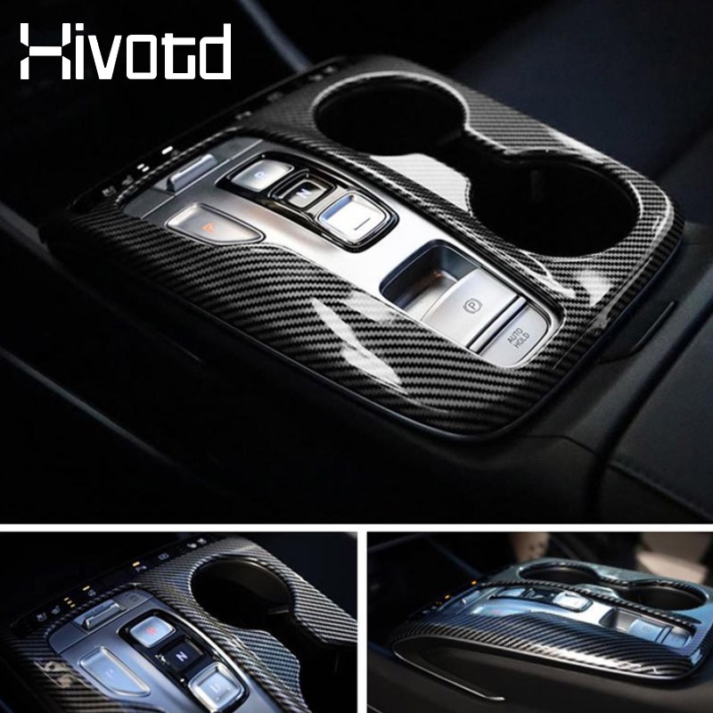 Khung Viền Bảng Điều Khiển Khay Đựng Cốc Nước Bằng Sợi Carbon Cho Hyundai Tucson 2021 NX4