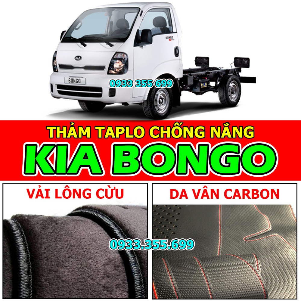 Thảm Taplo KIA BONGO bằng Nhung lông Cừu hoặc Da vân Carbon, Da vân Gỗ