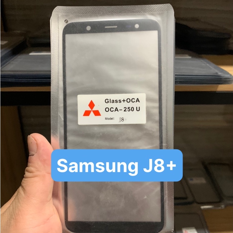 Kính ép liền keo điện thoại samsung J8+ / j810