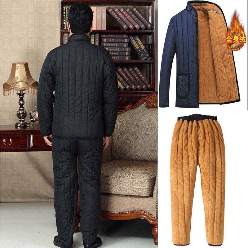Plus nhung đệm bố trang phục xuống áo khoác đệm ông nội lót mùa đông áo khoác chần bông bộ đồ ấm áp
