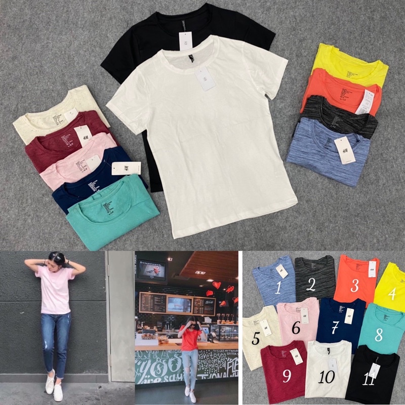 Áo thun trơn basic HM  cổ tròn vnxk