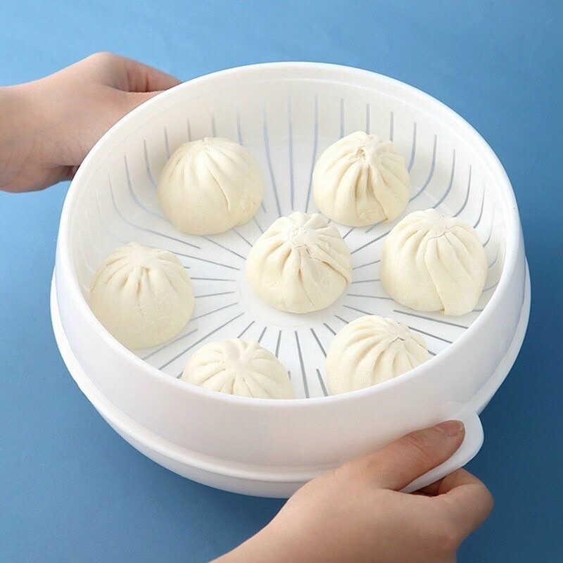 Bộ Khay Hấp Lò Vi Sóng 3 Lớp Việt Nhật - Khay hấp thực phẩm 3 chi tiết bằng nhựa dùng cho lò vi sóng.