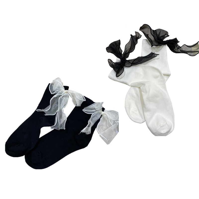 1 Đôi Tất Ngắn Đính Nơ Phong Cách Lolita Nhật Bản