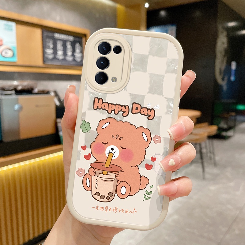 Bear Shell Pattern Phone Case Oppo A15 A15s A76 4G A96 4G A74 5G A54 5G Reno 5 A83 A1 F11 Soft Back Cover