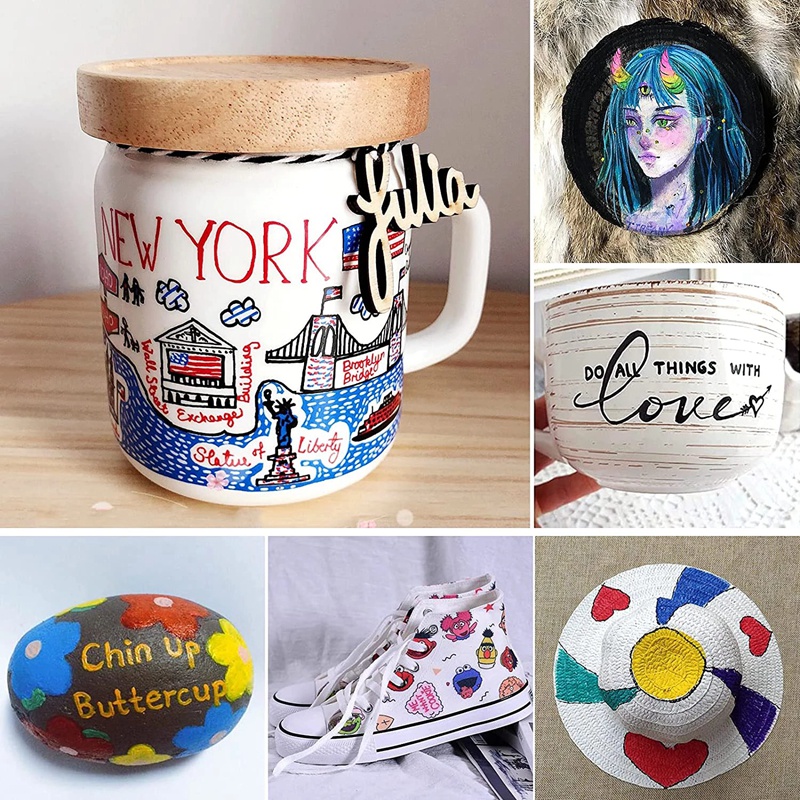 Bút Lông Acrylic 36 Màu Dùng Vẽ Đá/Gạch Men/Kính/ Vải Bạt/Thẻ