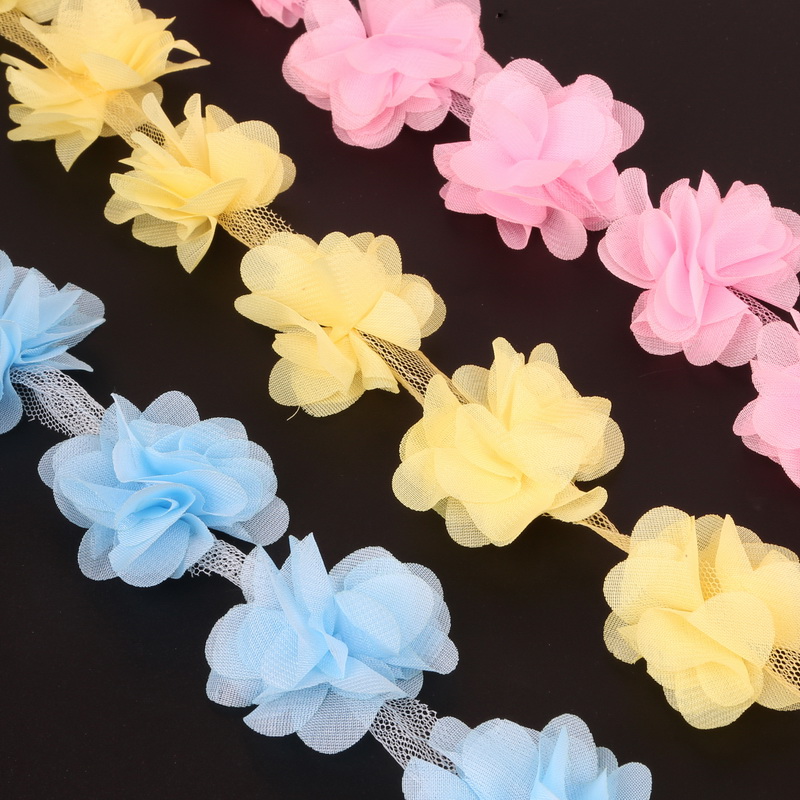 Dây ren 1yard 12 bông 3D làm thủ công độc đáo