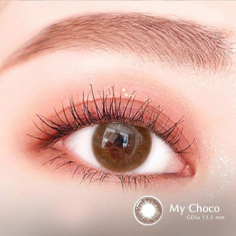 [GIÁ TỐT] Lens tone nâu socola, vân hạt mịn, không giãn, có độ cận tới 8, silicone hydrogel, My choco, Angel eyes