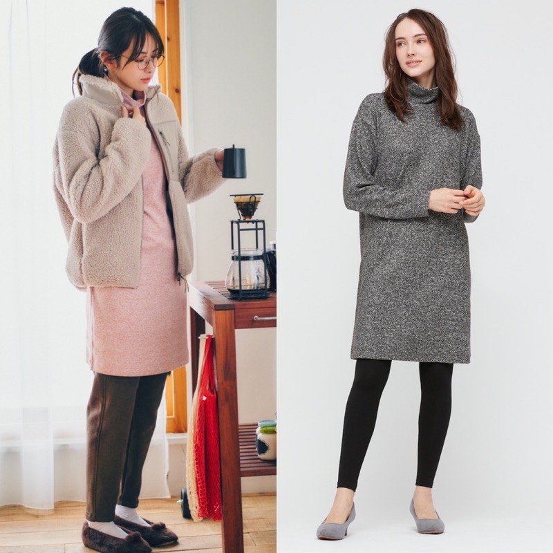 Váy len liền cổ 3 phân Soft Knit Fleece duyên dáng của UN