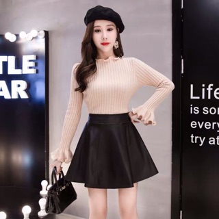 Chân váy da xoè A