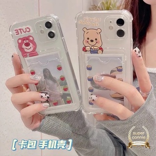 Ốp Điện Thoại Trong Suốt Kèm Ví Hình Gấu Pooh Cho iPhone 7plus iPhone XR X XS Max 6 6s 7 8 Plus 11 12 Pro Max SE 2020