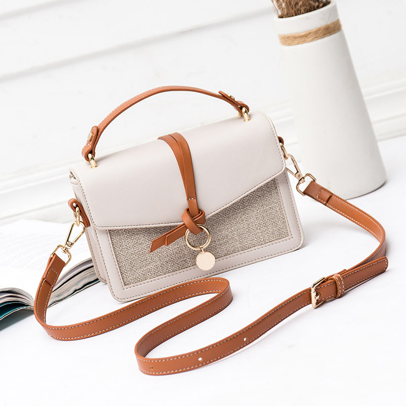 Túi đeo chéo IELGY hình vuông nhỏ bằng vải lanh cotton màu be ngọt ngào thời trang cao cấp dành cho nữ